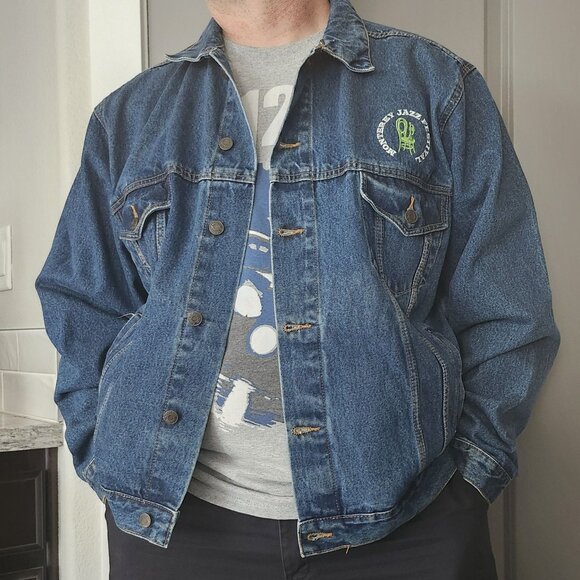 Vintage Monterey Jazz Festival Denim Jacket XL Embroidered Paradise Point - Picture 4 of 10